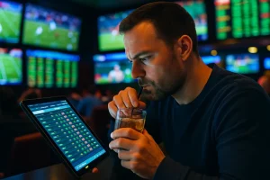 Analyst reviewing Kalshi Lawsuit documents beside sports betting market charts