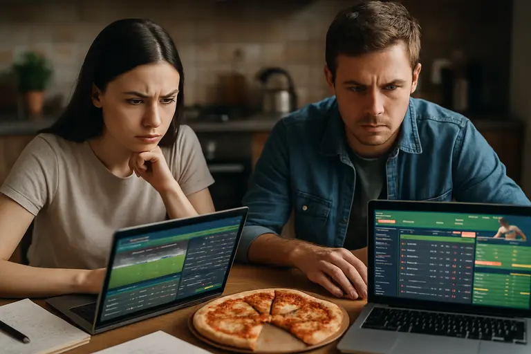 Notebook with budget notes beside a football and tablet