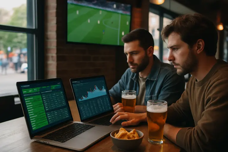 Person reviewing sportsbook prices and handwritten notes at a desk