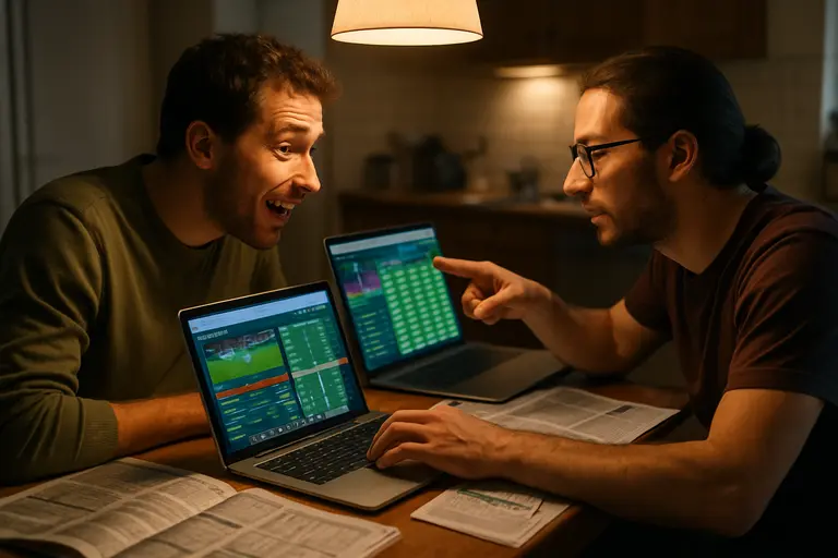 Side-by-side screens comparing sportsbook lines with event contract prices