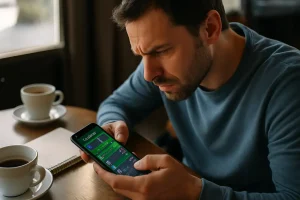 Connecticut Cease Orders paperwork beside a laptop showing betting market charts