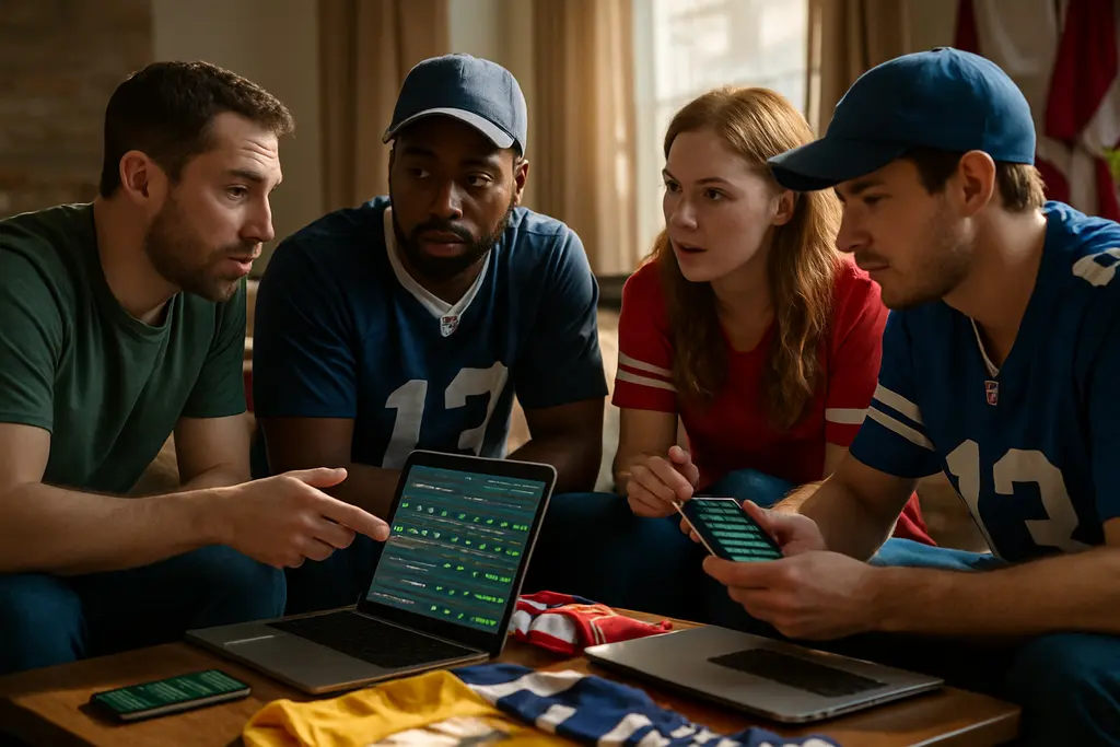 Analyst comparing prediction markets and sportsbook reward dashboards on a laptop