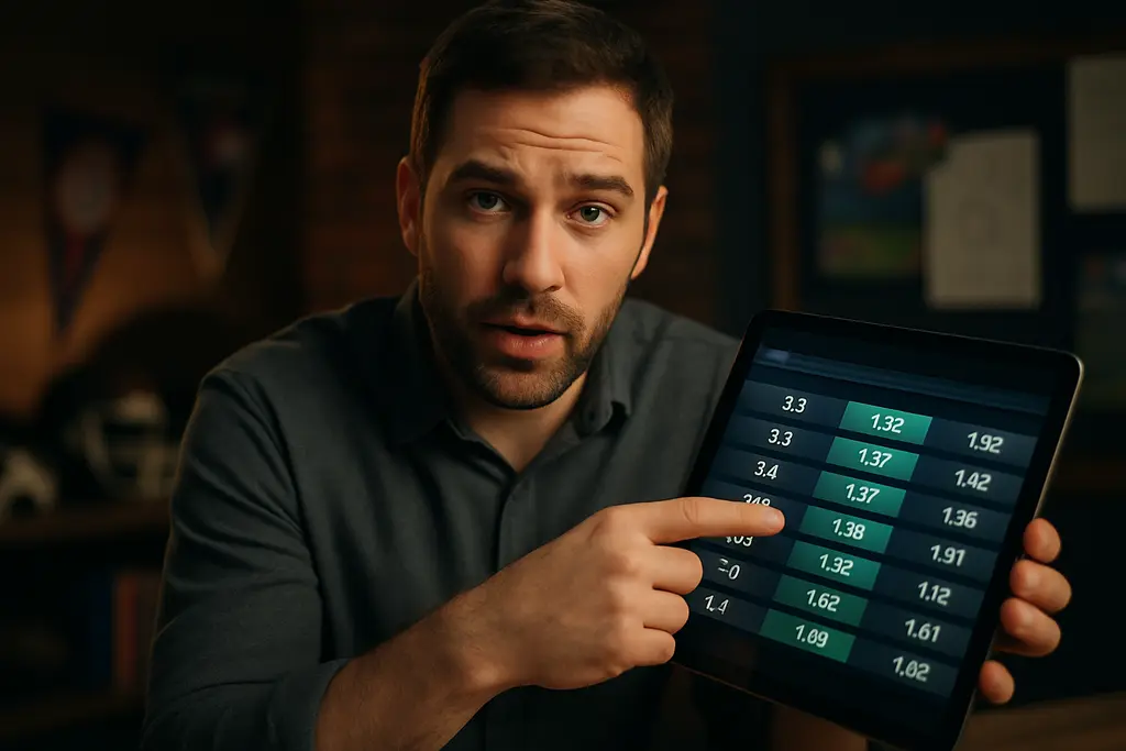 Prop Market Pricing dashboard with odds tables and market depth charts on a laptop